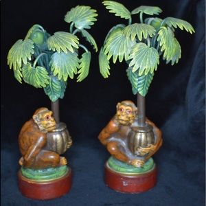 Vintage Petites Choses Monkey Candlestick  Holders